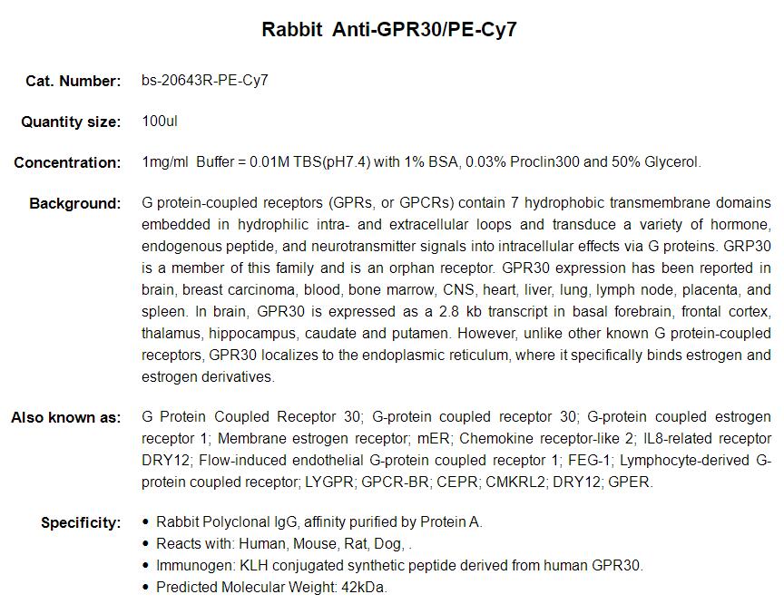 Rabbit Anti-GPR30/PE-Cy7 Conjugated antibody