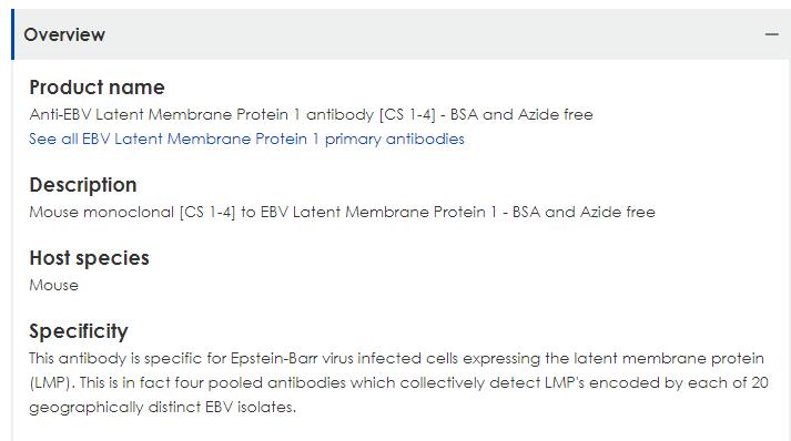 Anti-EBV Latent膜蛋白1抗体[CS 1-4] - BSA and Azide free